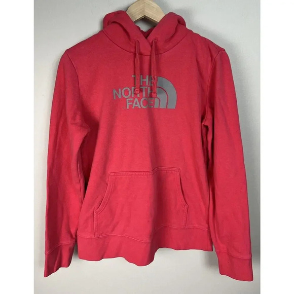 The North Face Hoodie Pullover Pink Refer To Measurements Gray Logo Women’s - Picture 1 of 7